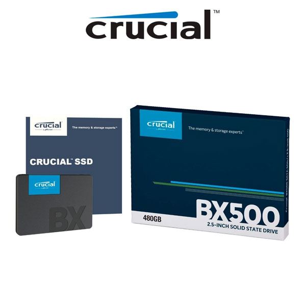 HD SSD 500GB CRUCIAL BX500 SATA III 2.5" +Q 480GB