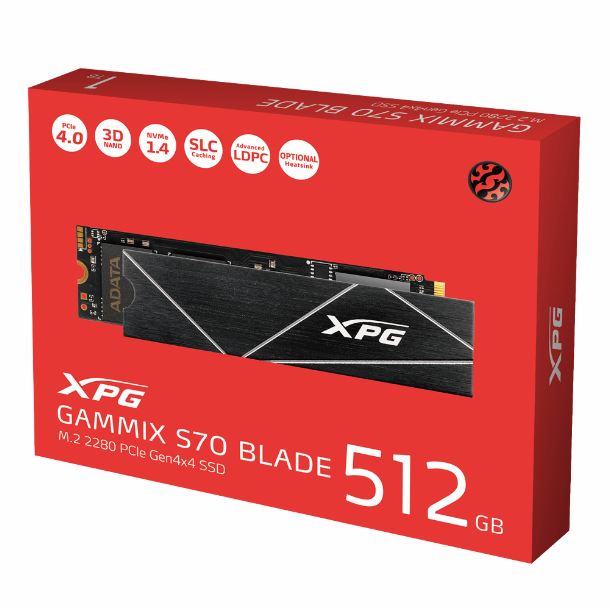 HD SSD 512GB ADATA XPG GAMMIX S70 BLADE M2 NVME GEN4 7400MB/S 2280 500GB