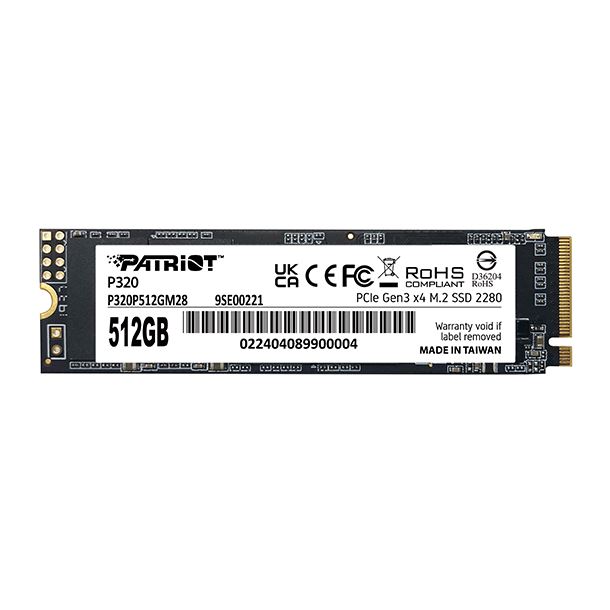 HD SSD 512GB PATRIOT P320 M2 NVME GEN3 3000MB/S 2280