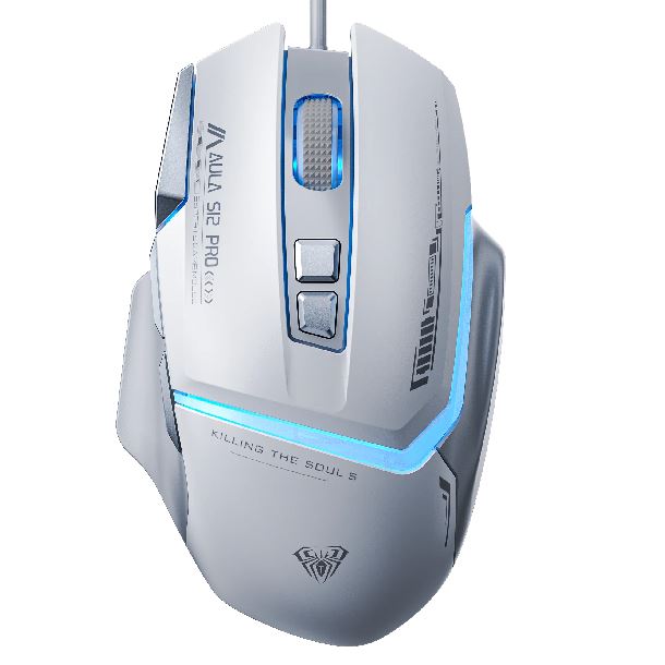 MOUSE AULA S12 PRO WIRED BLANCO USB RGB 12800 DPI