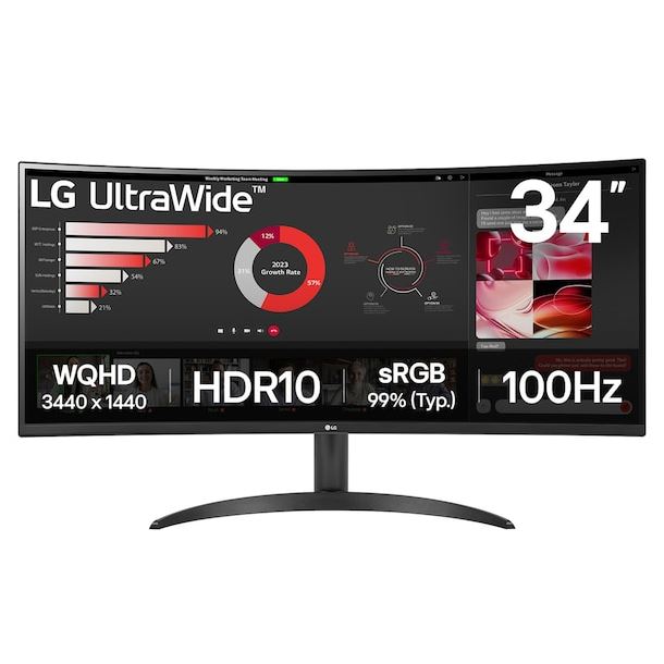 MONITOR CURVO 34 LG 34WR50QK ULTRAWIDE WQHD VA 100HZ 5MS HDMI DP
