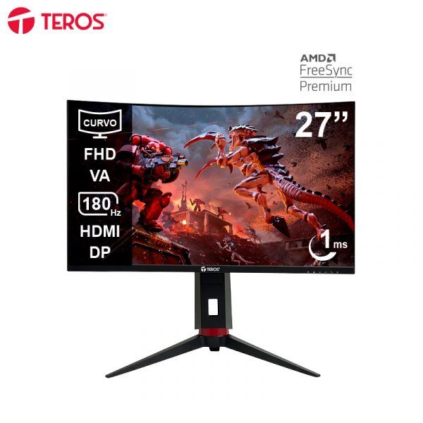 MONITOR GAMER CURVO 27 TEROS TE-2766G VA FHD 180HZ 1MS HDMI DP