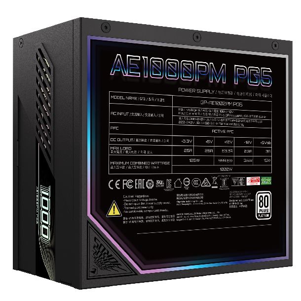 FUENTE 1000W GIGABYTE AORUS ELITE GP-AE1000PM PG5 80 PLUS PLATINUM