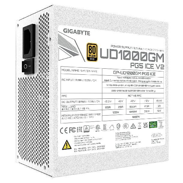 FUENTE 1000W GIGABYTE GP-UD1000GM PG5 V2 ICE 80 PLUS GOLD FULL MODULAR
