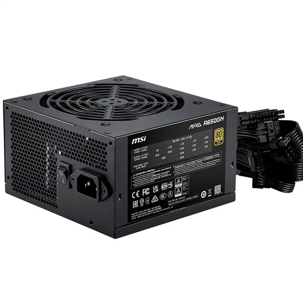 FUENTE 650W MSI MAG A650GN II 80 PLUS GOLD CABLE AMERICANO