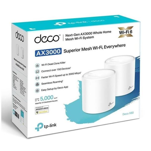 MESH TP-LINK DECO X60 PACK DE 2 AX5400 WIFI6 GIGABIT