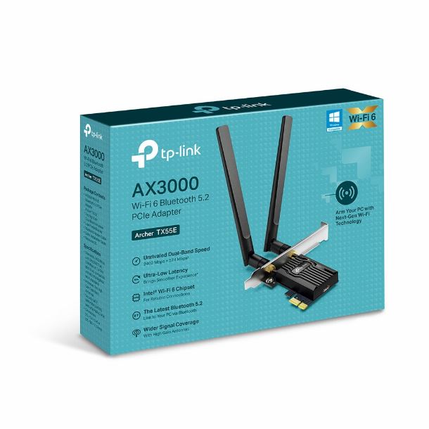 PLACA DE RED PCIE TP-LINK ARCHER TX55E AX3000 WIFI 6 BLUETOOTH BT