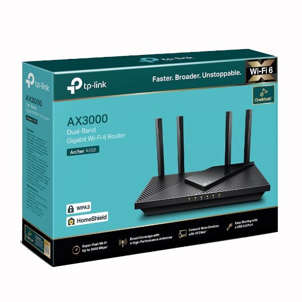 ROUTER TP-LINK ARCHER AX55 AX3000 DUAL BAND WIFI6