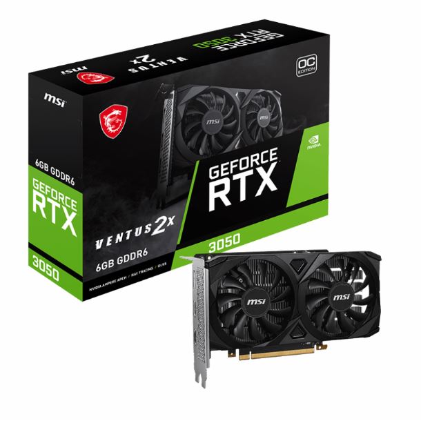 PLACA DE PLACA DE VIDEO GEFORCE RTX 3050 6GB MSI VENTUS 2X OC