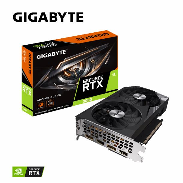 PLACA DE PLACA DE VIDEO GEFORCE RTX 3060 12GB GIGABYTE WINDFORCE OC