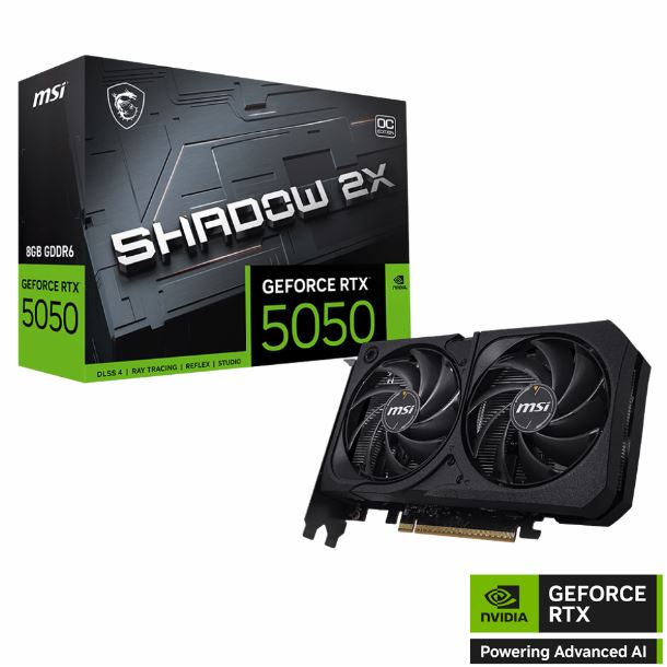 PLACA DE PLACA DE VIDEO GEFORCE RTX 5050 8GB MSI SHADOW 2X OC