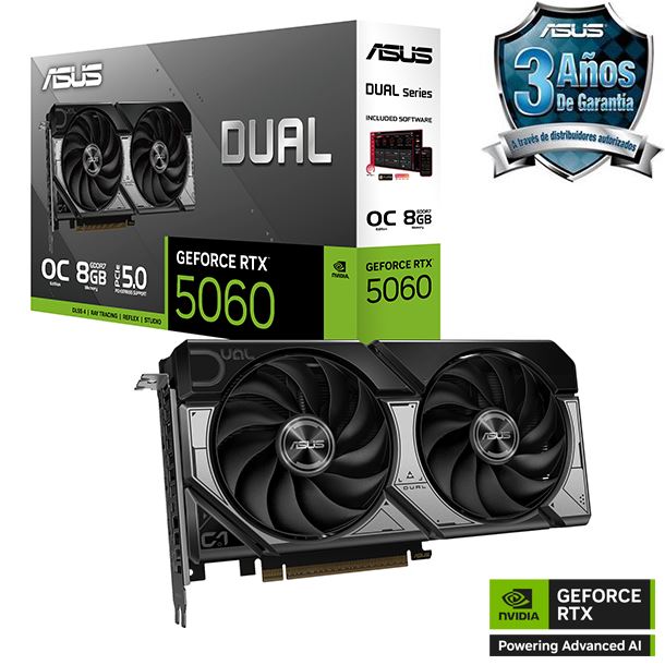 PLACA DE PLACA DE VIDEO GEFORCE RTX 5060 8GB ASUS DUAL OC EDITION