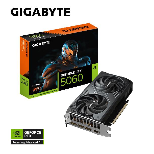 PLACA DE PLACA DE VIDEO GEFORCE RTX 5060 8GB GIGABYTE WINDFORCE MAX OC