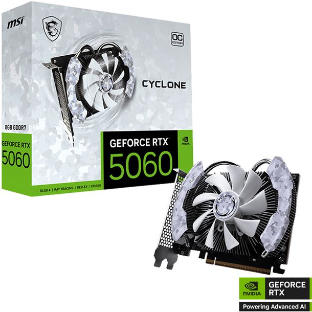PLACA DE PLACA DE VIDEO GEFORCE RTX 5060 8GB MSI CYCLONE OC