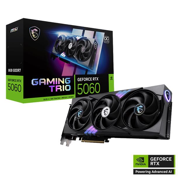 PLACA DE PLACA DE VIDEO GEFORCE RTX 5060 8GB MSI GAMING TRIO OC