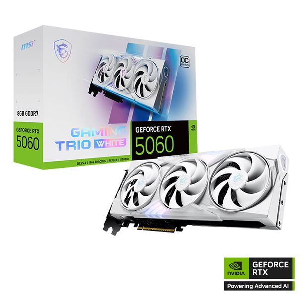 PLACA DE PLACA DE VIDEO GEFORCE RTX 5060 8GB MSI GAMING TRIO OC WHITE