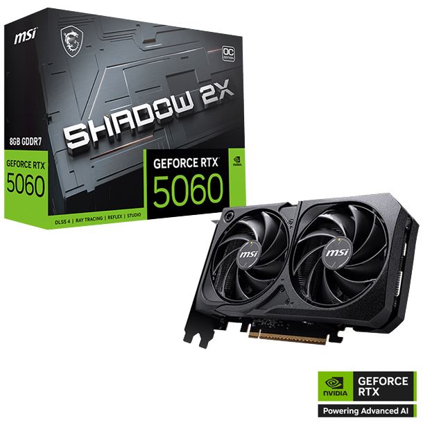PLACA DE PLACA DE VIDEO GEFORCE RTX 5060 8GB MSI SHADOW 2X OC