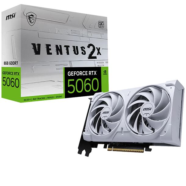 PLACA DE PLACA DE VIDEO GEFORCE RTX 5060 8GB MSI VENTUS 2X OC WHITE