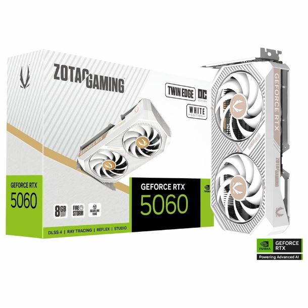 PLACA DE VIDEO GEFORCE RTX 5060 8GB ZOTAC TWIN EDGE OC WHITE EDITION
