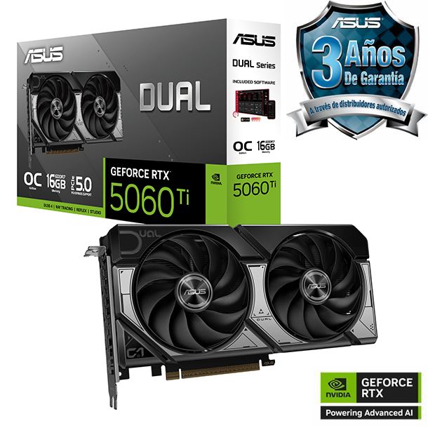 PLACA DE PLACA DE VIDEO GEFORCE RTX 5060 TI 16GB ASUS DUAL OC EDITION