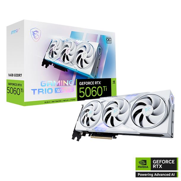 PLACA DE VIDEO GEFORCE RTX 5060 TI 16GB MSI GAMING TRIO OC WHITE