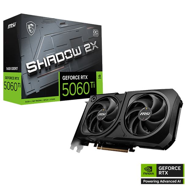 PLACA DE PLACA DE VIDEO GEFORCE RTX 5060 TI 16GB MSI SHADOW 2X OC PLUS