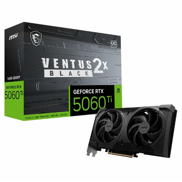PLACA DE PLACA DE VIDEO GEFORCE RTX 5060 TI 16GB MSI VENTUS 2X OC BLACK PLUS