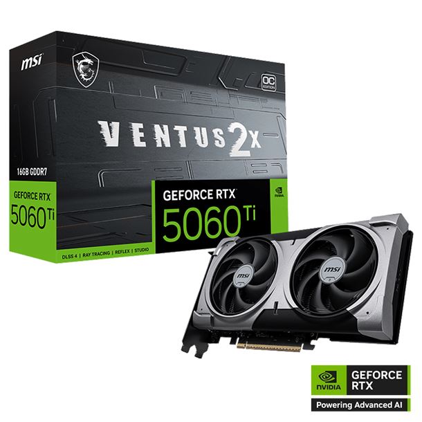 PLACA DE PLACA DE VIDEO GEFORCE RTX 5060 TI 16GB MSI VENTUS 2X OC PLUS