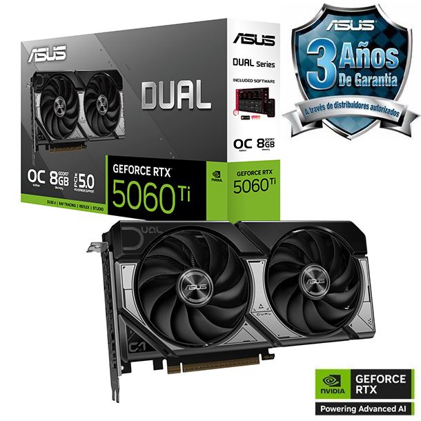 PLACA DE VIDEO GEFORCE RTX 5060 TI 8GB ASUS DUAL OC EDITION