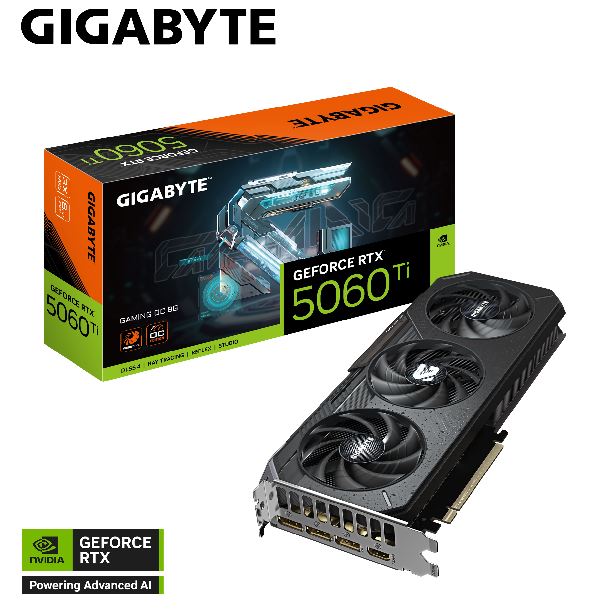 PLACA DE PLACA DE VIDEO GEFORCE RTX 5060 TI 8GB GIGABYTE GAMING OC 3X