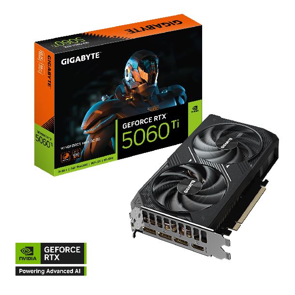 PLACA DE PLACA DE VIDEO GEFORCE RTX 5060 TI 8GB GIGABYTE WINDFORCE MAX OC