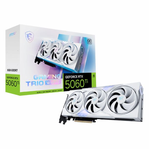 PLACA DE PLACA DE VIDEO GEFORCE RTX 5060 TI 8GB MSI GAMING TRIO OC WHITE