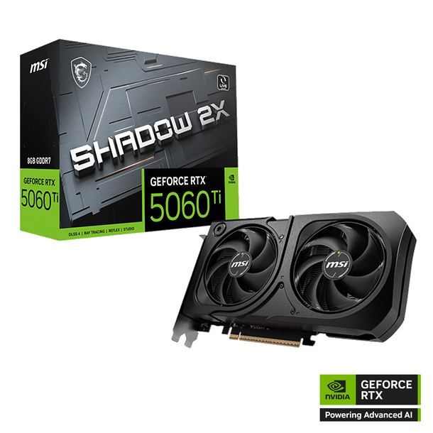 PLACA DE PLACA DE VIDEO GEFORCE RTX 5060 TI 8GB MSI SHADOW 2X PLUS