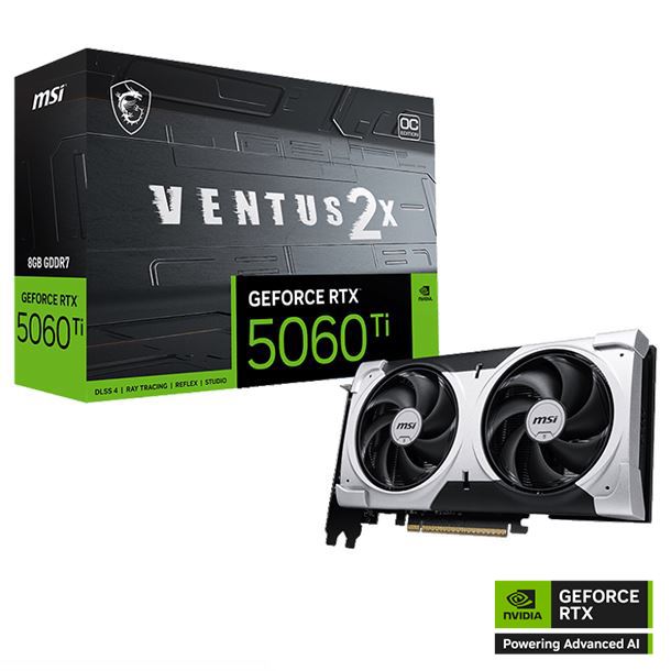 PLACA DE PLACA DE VIDEO GEFORCE RTX 5060 TI 8GB MSI VENTUS 2X OC PLUS