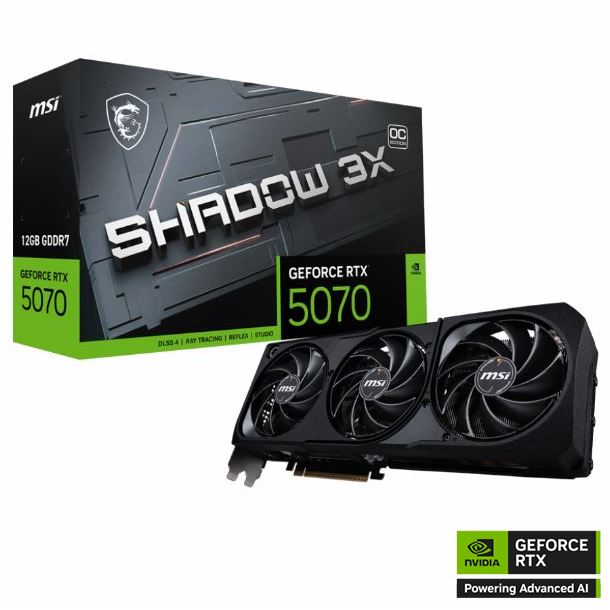 PLACA DE PLACA DE VIDEO GEFORCE RTX 5070 12GB MSI SHADOW 3X OC
