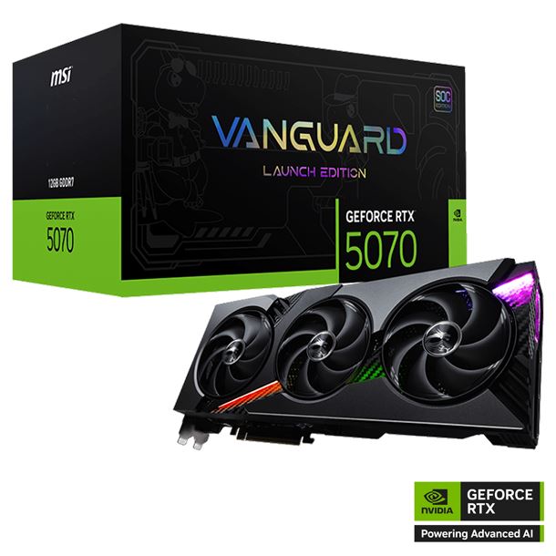 PLACA DE PLACA DE VIDEO GEFORCE RTX 5070 12GB MSI VANGUARD SOC LAUNCH EDITION