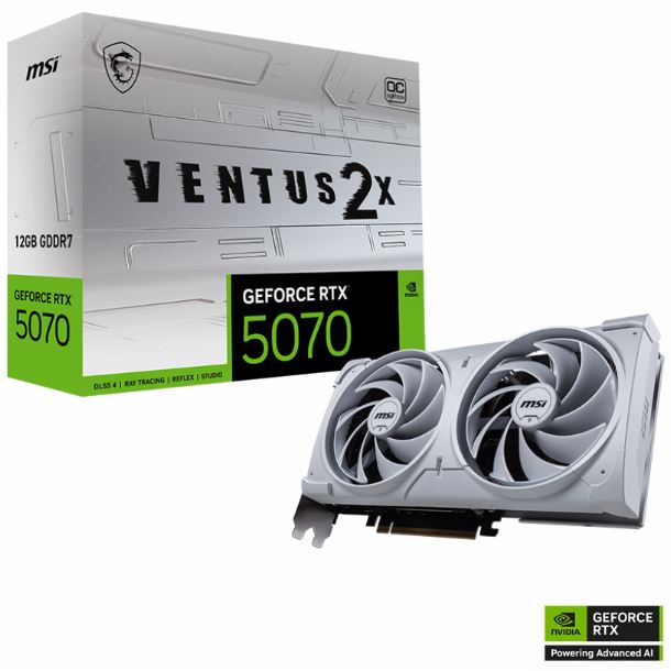 PLACA DE PLACA DE VIDEO GEFORCE RTX 5070 12GB MSI VENTUS 2X OC WHITE