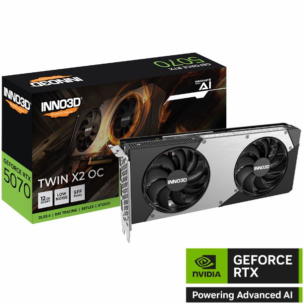 PLACA DE PLACA DE VIDEO GEFORCE RTX 5070 INNO3D 12GB TWIN X2 OC