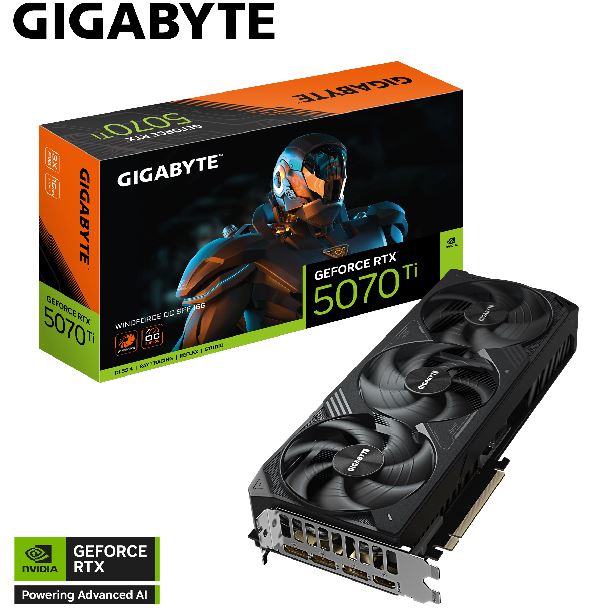 PLACA DE PLACA DE VIDEO GEFORCE RTX 5070 TI 16GB GIGABYTE WINDFORCE OC SFF