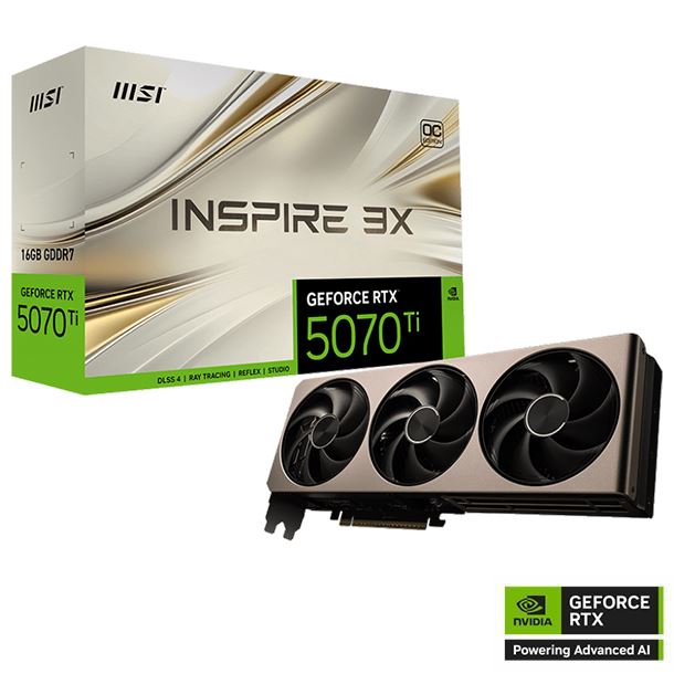 PLACA DE PLACA DE VIDEO GEFORCE RTX 5070 TI 16GB MSI INSPIRE 3X OC