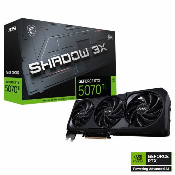 PLACA DE PLACA DE VIDEO GEFORCE RTX 5070 TI 16GB MSI SHADOW 3X OC