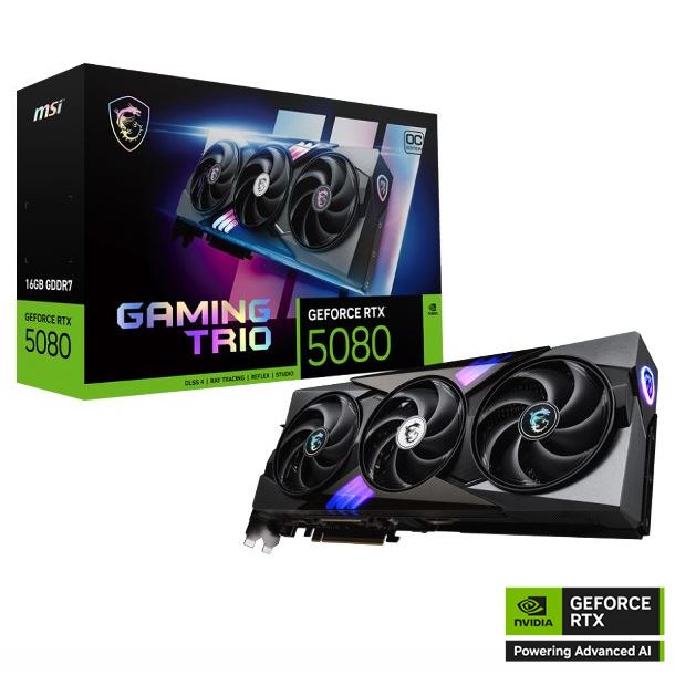PLACA DE PLACA DE VIDEO GEFORCE RTX 5080 16GB MSI GAMING TRIO OC