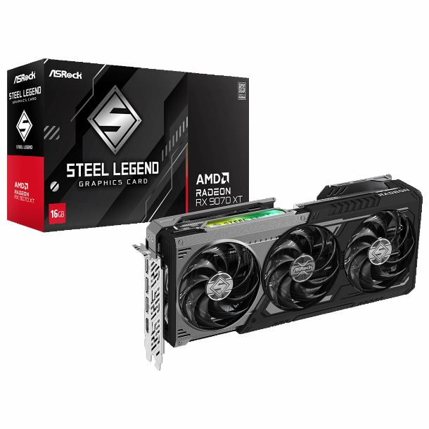 PLACA DE PLACA DE VIDEO RADEON RX 9070 XT 16GB ASROCK STEEL LEGEND DARK