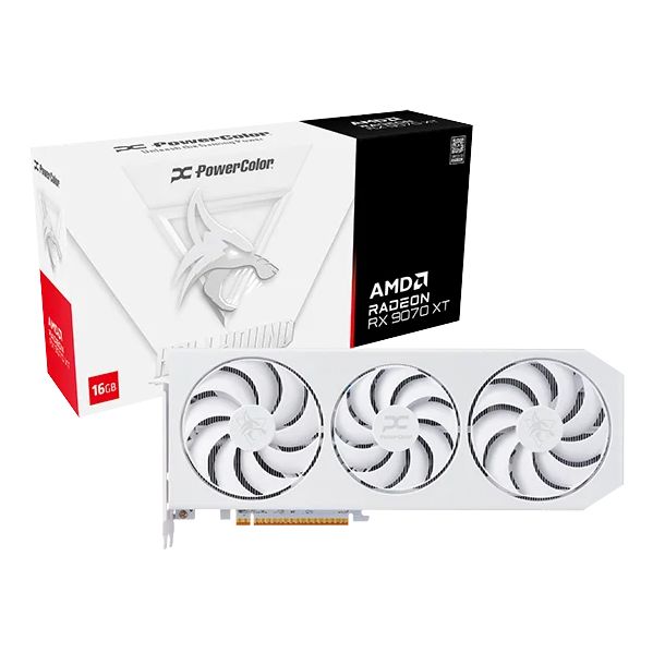 PLACA DE PLACA DE VIDEO RADEON RX 9070 XT 16GB POWERCOLOR HELLHOUND SPECTRAL WHITE
