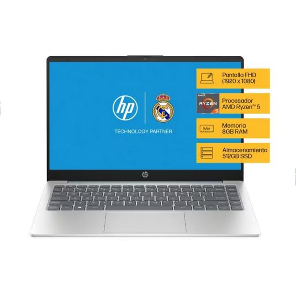 NOTEBOOK HP 14 14-EM0027LA RYZEN 5 7520U 8GB 512GB FHD W11H R5 ESPAÑOL
