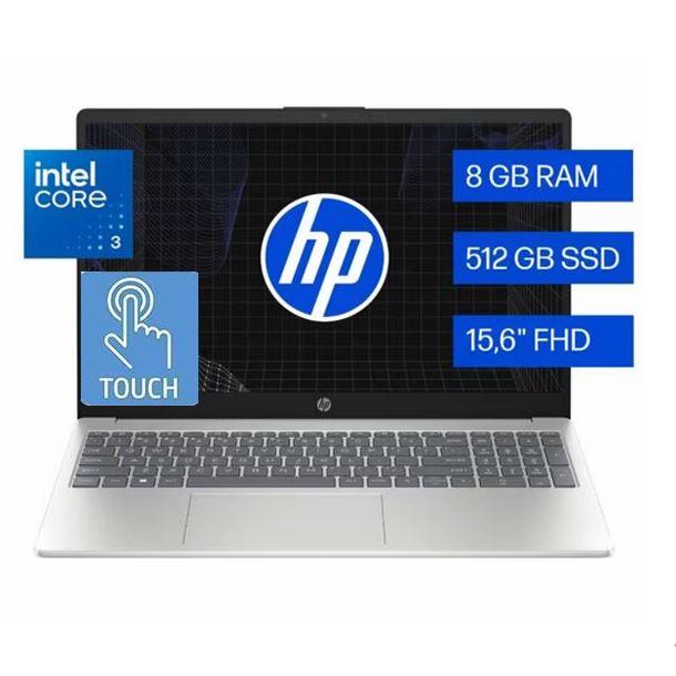 NOTEBOOK HP 156 15-FD0333LA I3-100U 8GB 512GB TOUCHSCREEN FHD W11H D0LA7LA