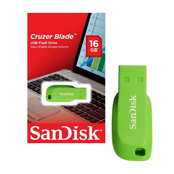 PENDRIVE SANDISK 16GB USB 2.0 CRUZER BLADE VERDE