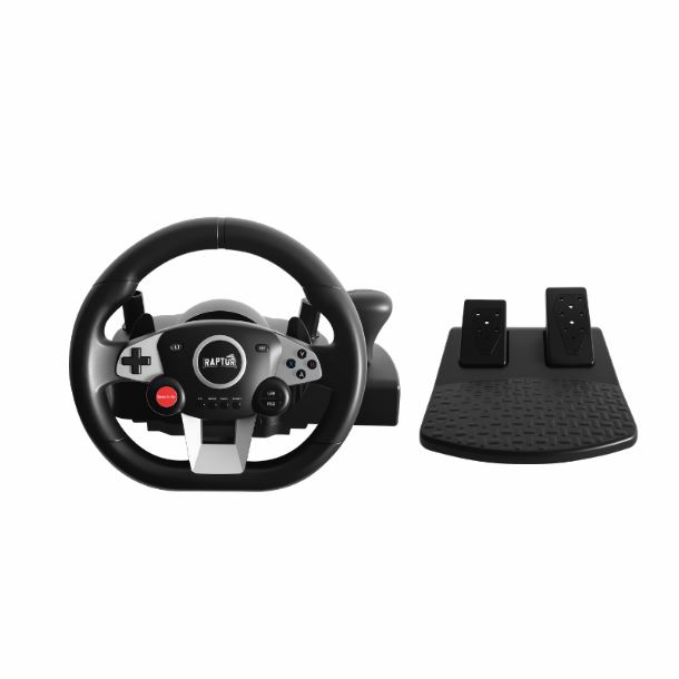 VOLANTE Y PEDALERA SIMRACING RAPTOR WHEELFORCE VIBRACION USB PC/PS4/PS3/XBOX
