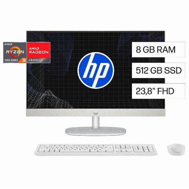 ALL IN ONE HP 24 24-CR0235LA RYZEN 3 7320U 8GB 512GB FHD W11H R3 BP2E5LA