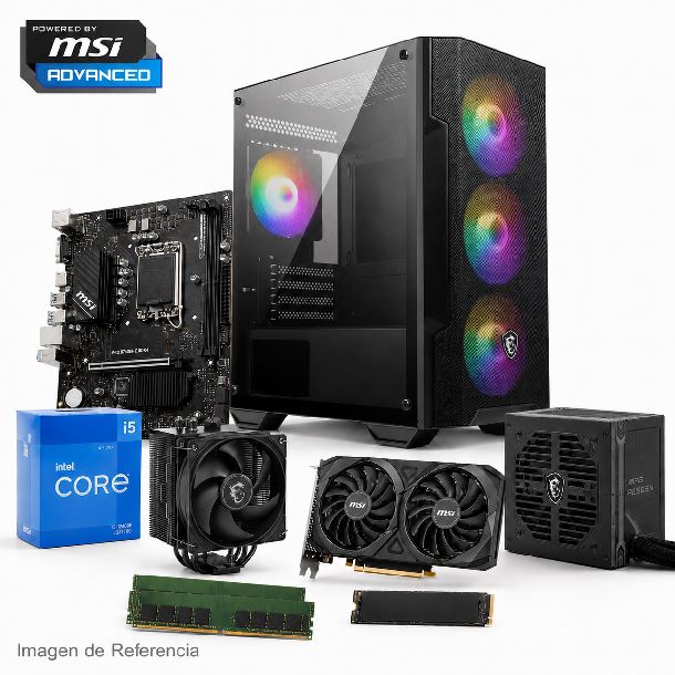 PC POWERED BY MSI ADVANCED - INTEL I5 12400FB76016GB1TB M2 NVMERTX 3050GABINETE GAMER